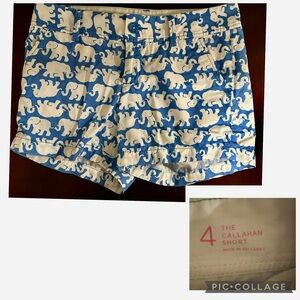 Lilly Pulitzer Blue Elephant Print Women's Shorts EUC Size 4